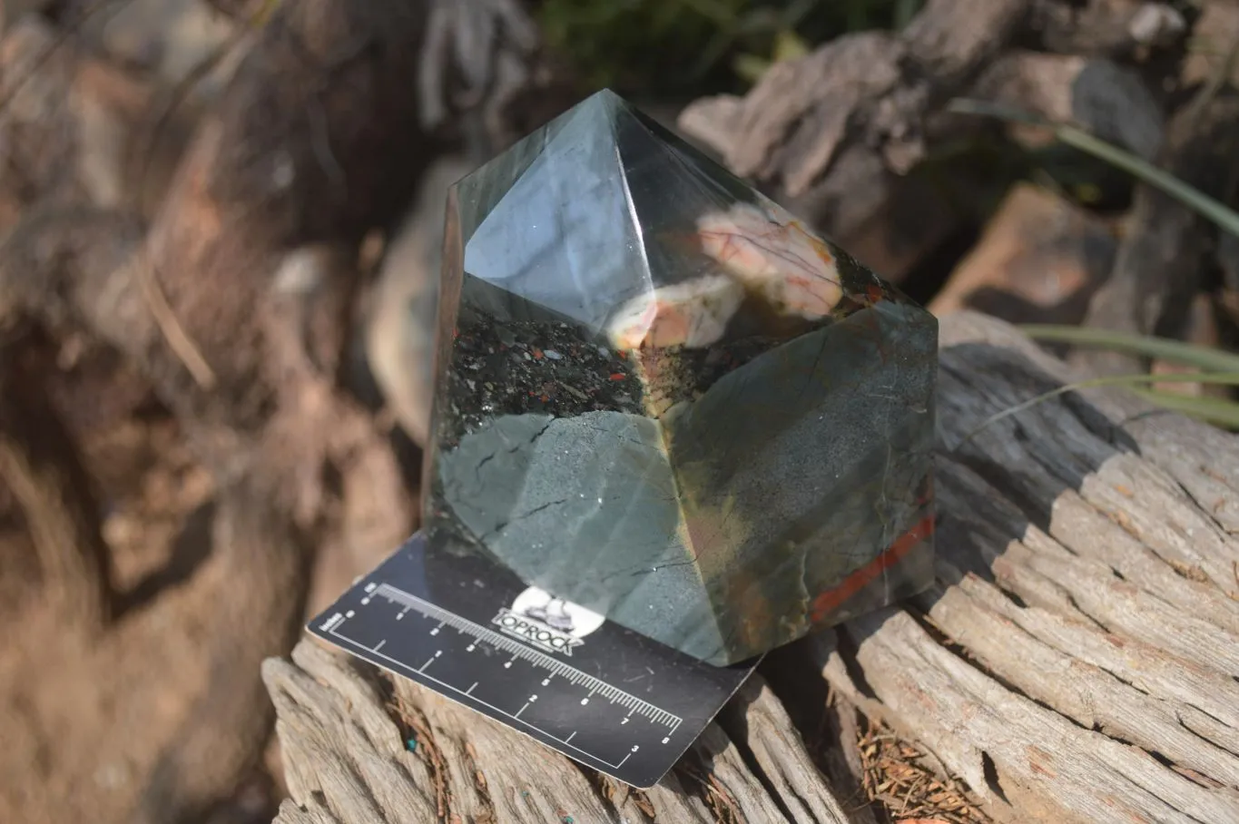 Polished Bloodstone With Pyrite Point x 1 From Swaziland