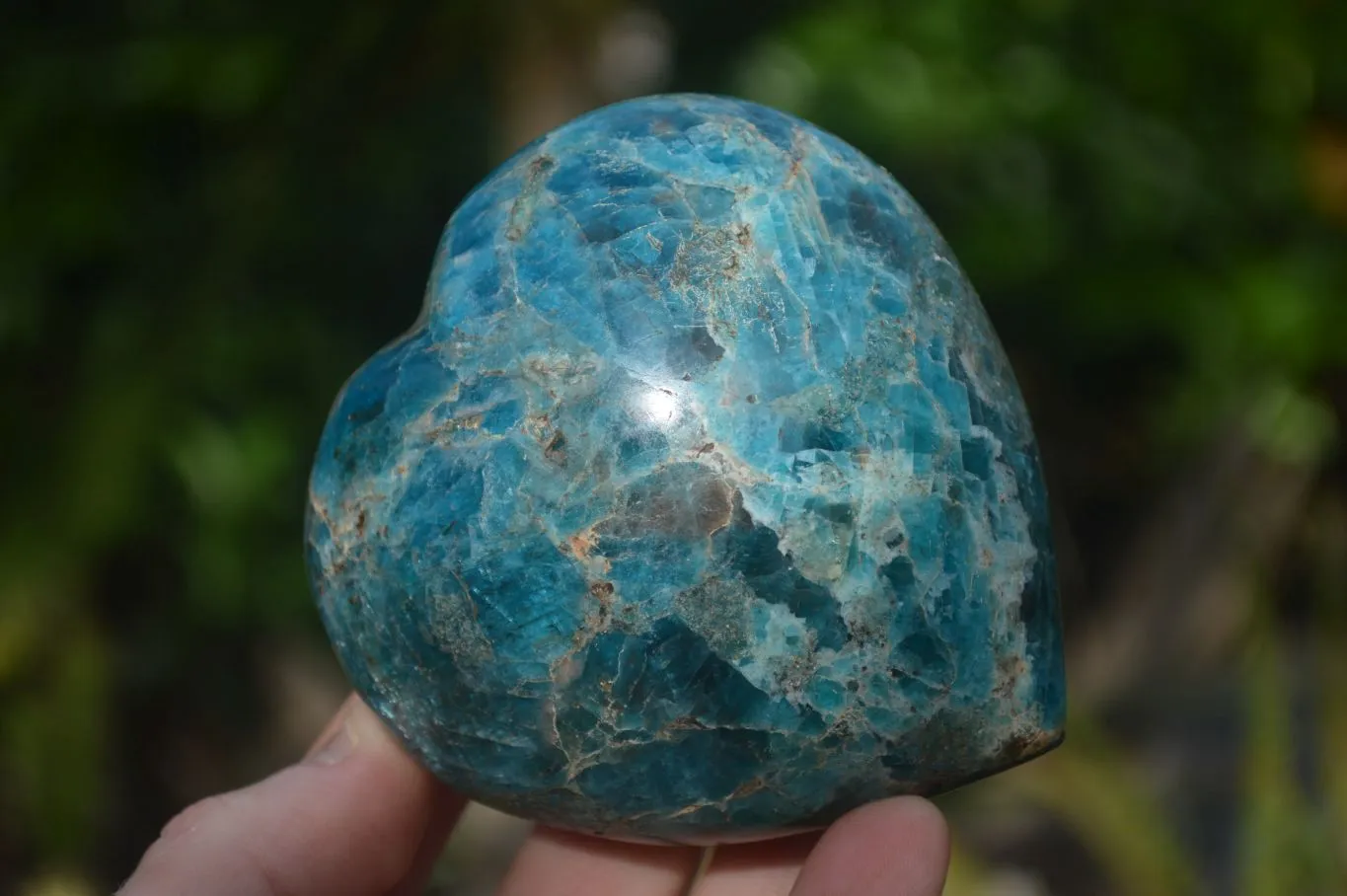 Polished Blue Apatite Gemstone Hearts  x 3 From Madagascar