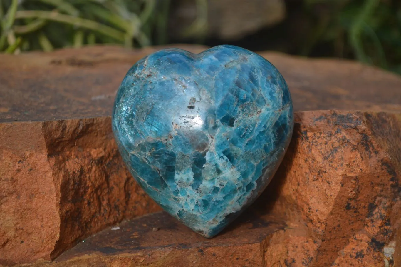 Polished Blue Apatite Gemstone Hearts  x 3 From Madagascar