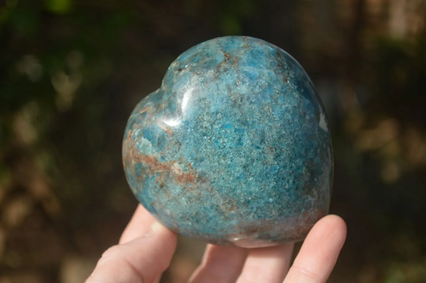 Polished Blue Apatite Gemstone Hearts  x 3 From Madagascar