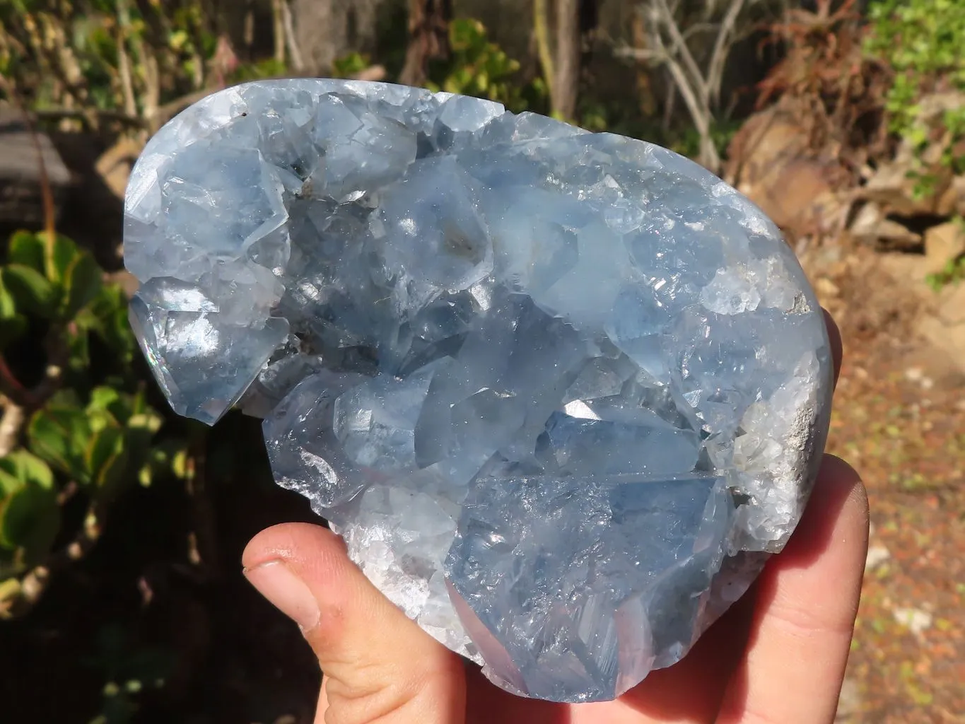 Polished Blue Celestite Crystal Specimens  x 2 From Sakoany, Madagascar