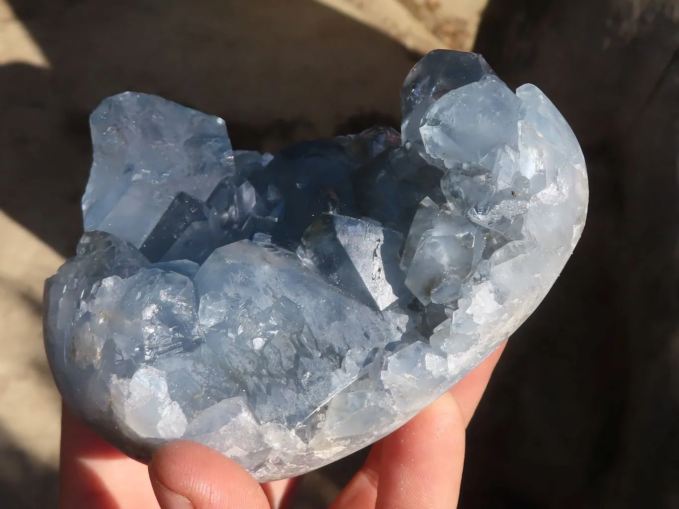 Polished Blue Celestite Crystal Specimens  x 2 From Sakoany, Madagascar