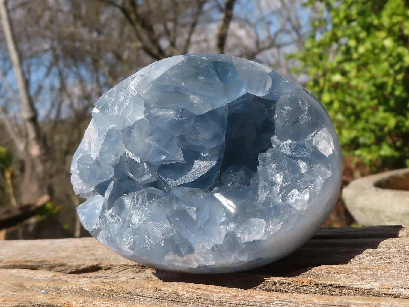 Polished Blue Celestite Crystal Specimens  x 2 From Sakoany, Madagascar