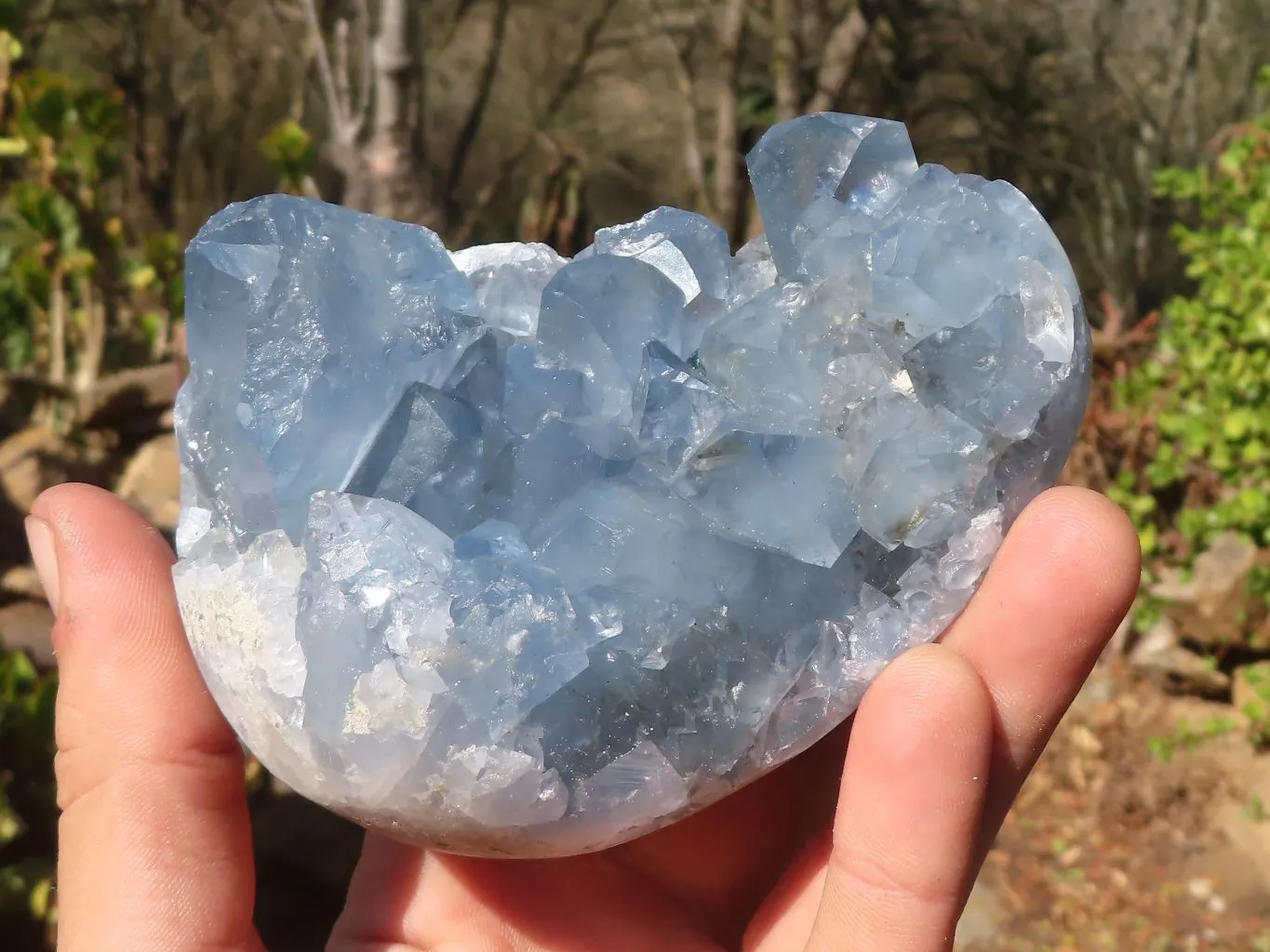 Polished Blue Celestite Crystal Specimens  x 2 From Sakoany, Madagascar