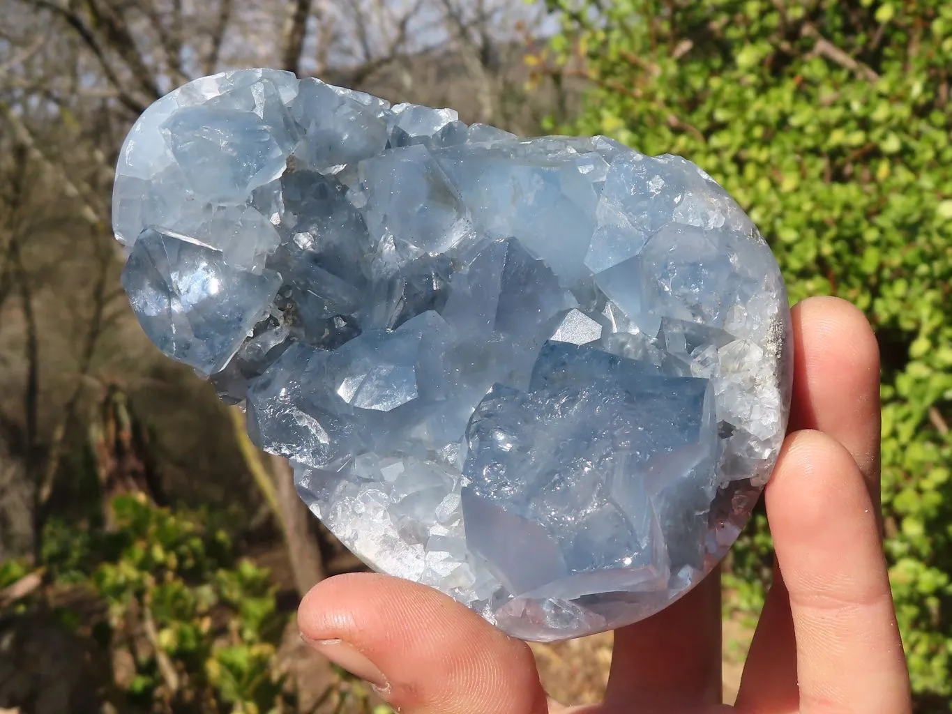 Polished Blue Celestite Crystal Specimens  x 2 From Sakoany, Madagascar