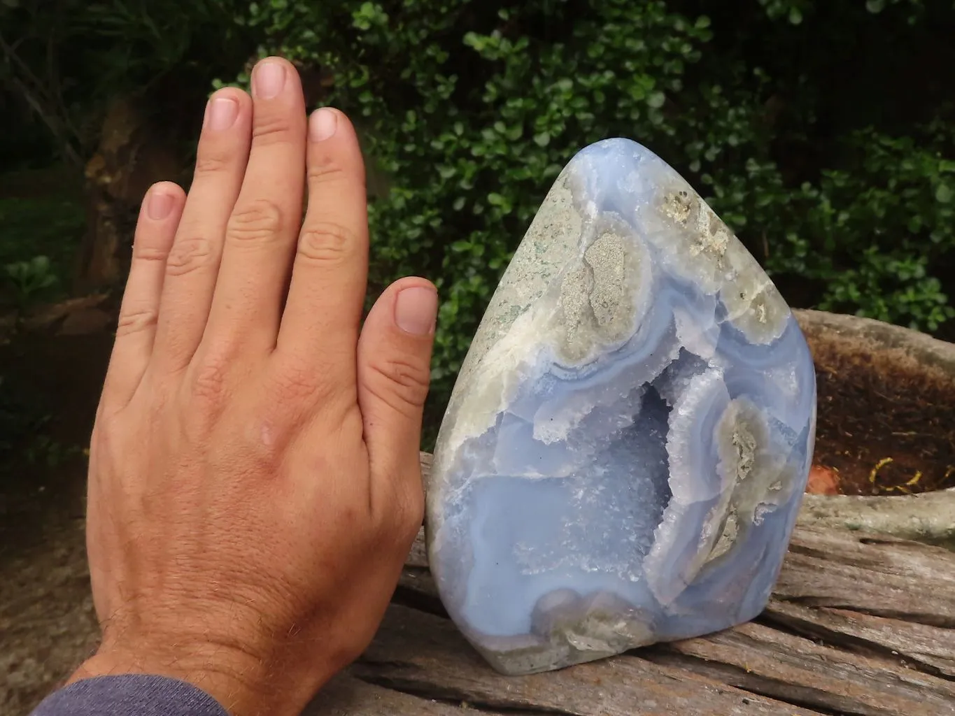 Polished Blue Lace Agate Standing Free Form x 1 From Nsanje, Malawi