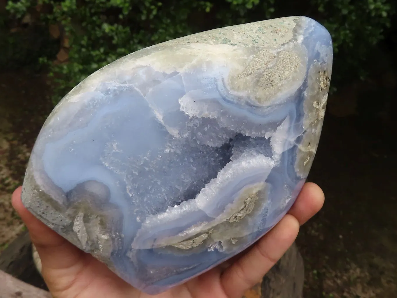 Polished Blue Lace Agate Standing Free Form x 1 From Nsanje, Malawi