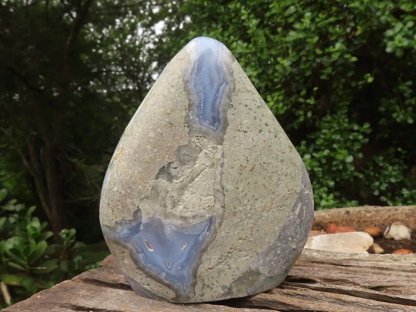 Polished Blue Lace Agate Standing Free Form x 1 From Nsanje, Malawi