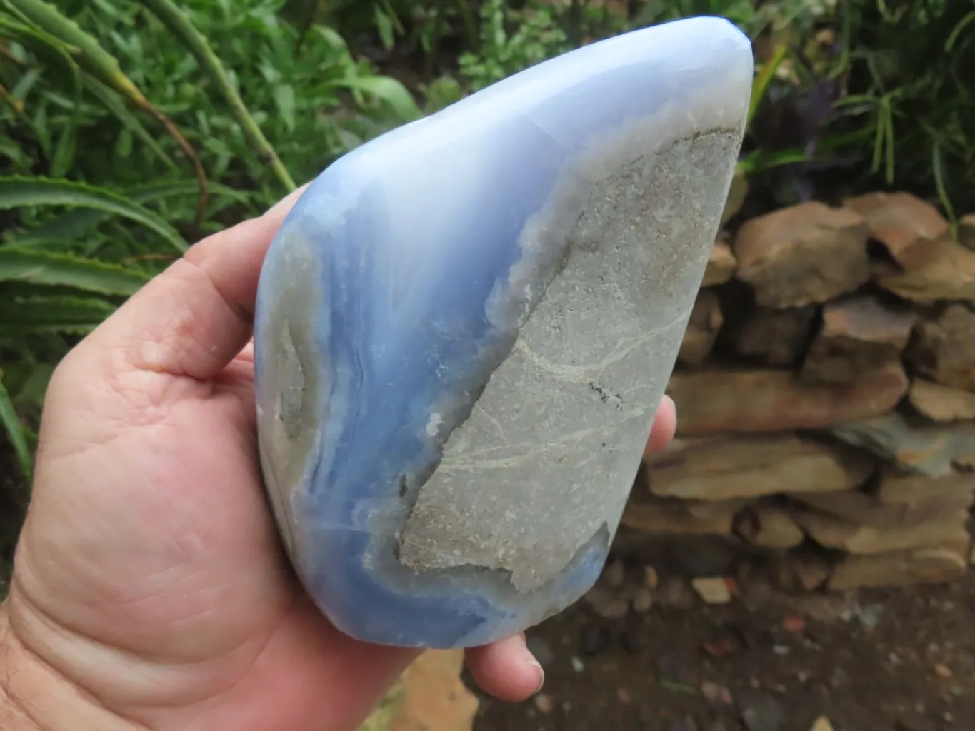 Polished Blue Lace Agate Standing Free Forms  x 2 From Nsanje, Malawi