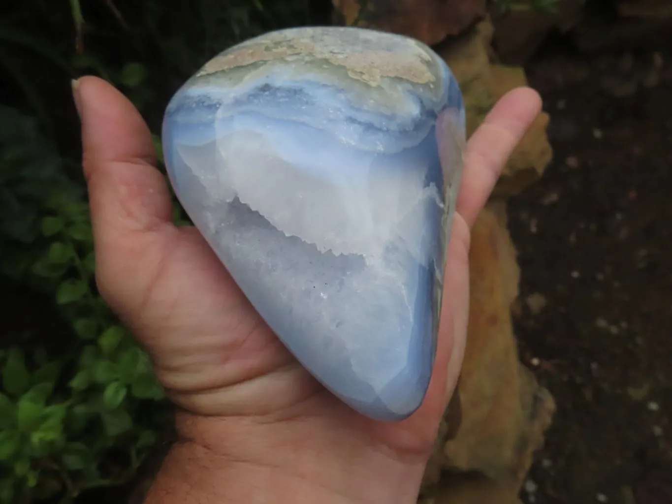 Polished Blue Lace Agate Standing Free Forms  x 2 From Nsanje, Malawi