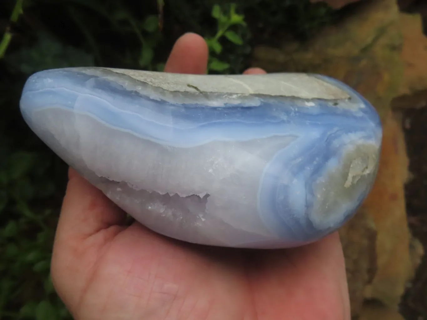 Polished Blue Lace Agate Standing Free Forms  x 2 From Nsanje, Malawi