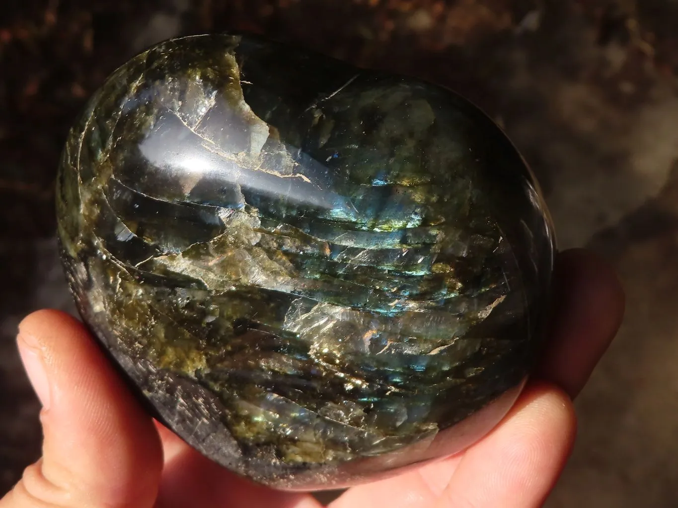 Polished  Flashy Labradorite Puffy Gemstone Hearts  x 2 From Tulear, Madagascar