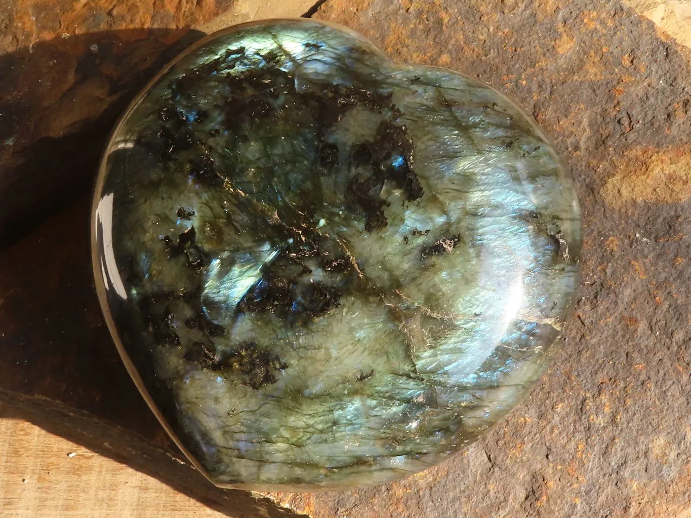 Polished  Large Labradorite Gemstone Heart  x 1 From Tulear, Madagascar