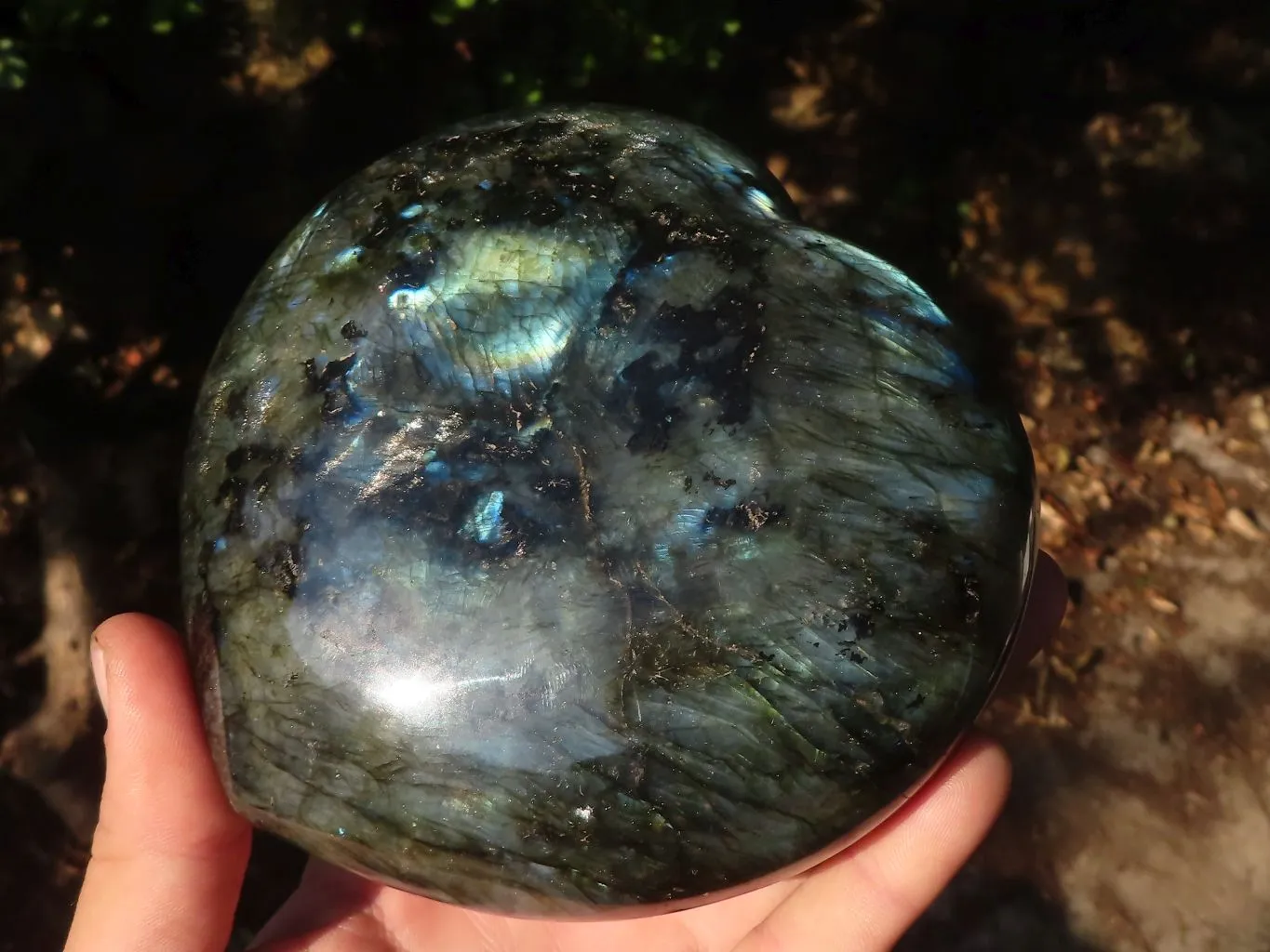 Polished  Large Labradorite Gemstone Heart  x 1 From Tulear, Madagascar