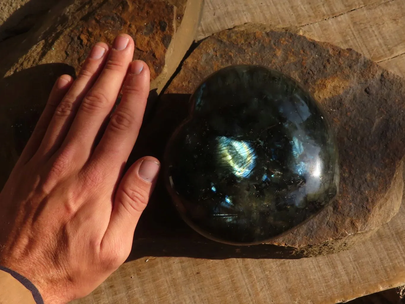 Polished  Large Labradorite Gemstone Heart  x 1 From Tulear, Madagascar