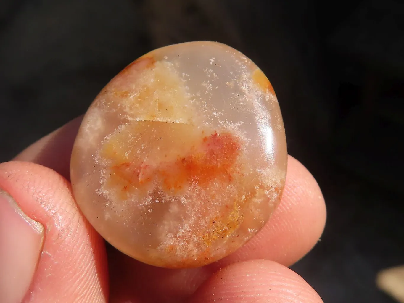 Polished  Mini Ocean  Flower Agate Palm Stones  x 35 From Madagascar