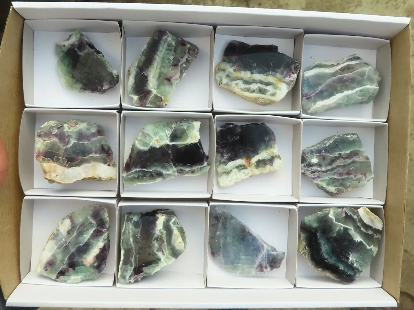 Polished  Watermelon Fluorite Slices  x 12 From Uis, Namibia