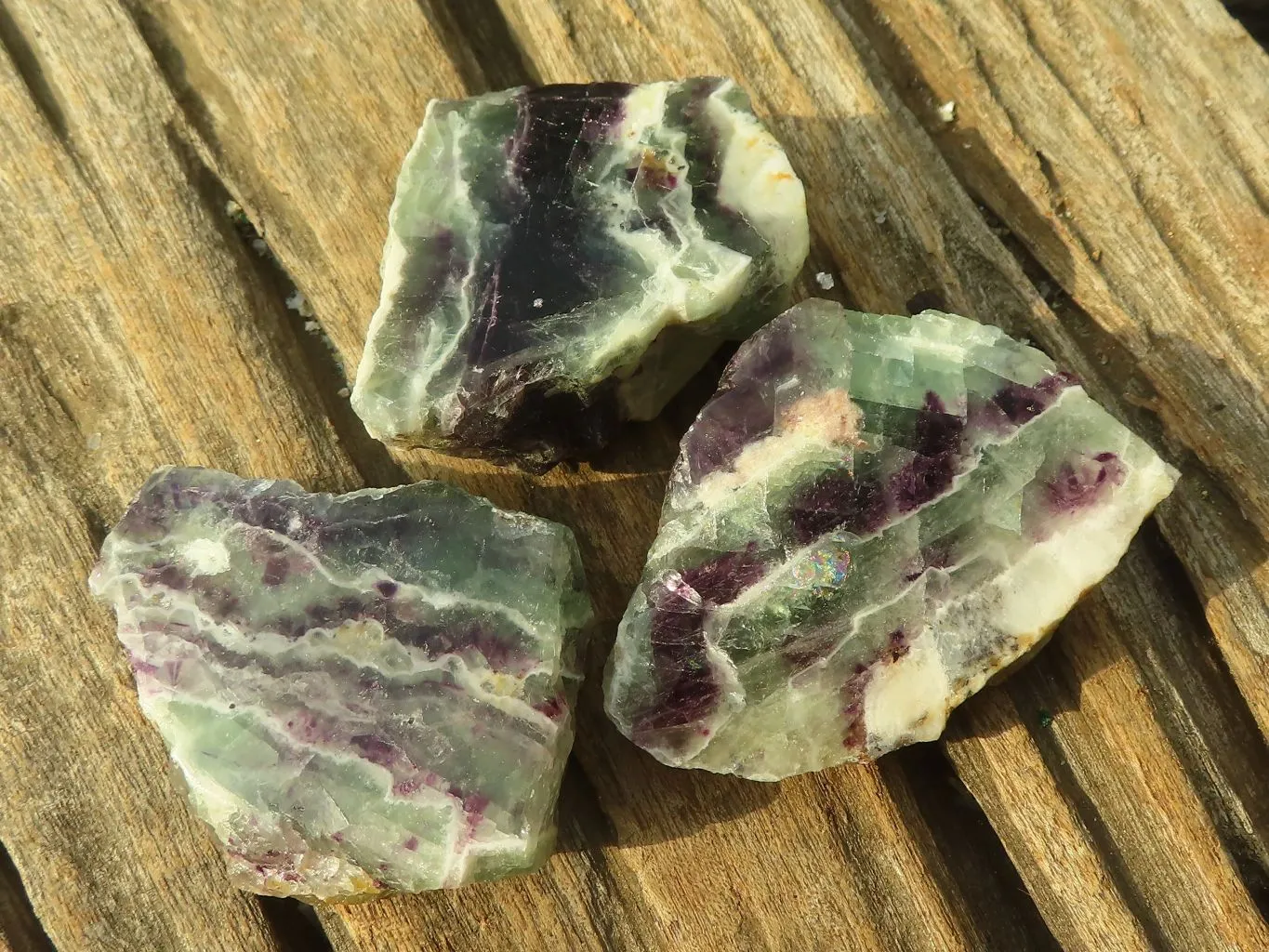 Polished  Watermelon Fluorite Slices  x 12 From Uis, Namibia