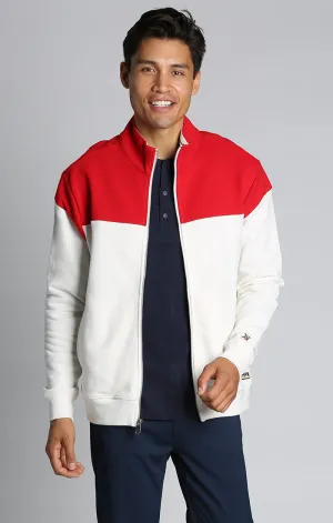 Red Color Block Fleece Track Jacket