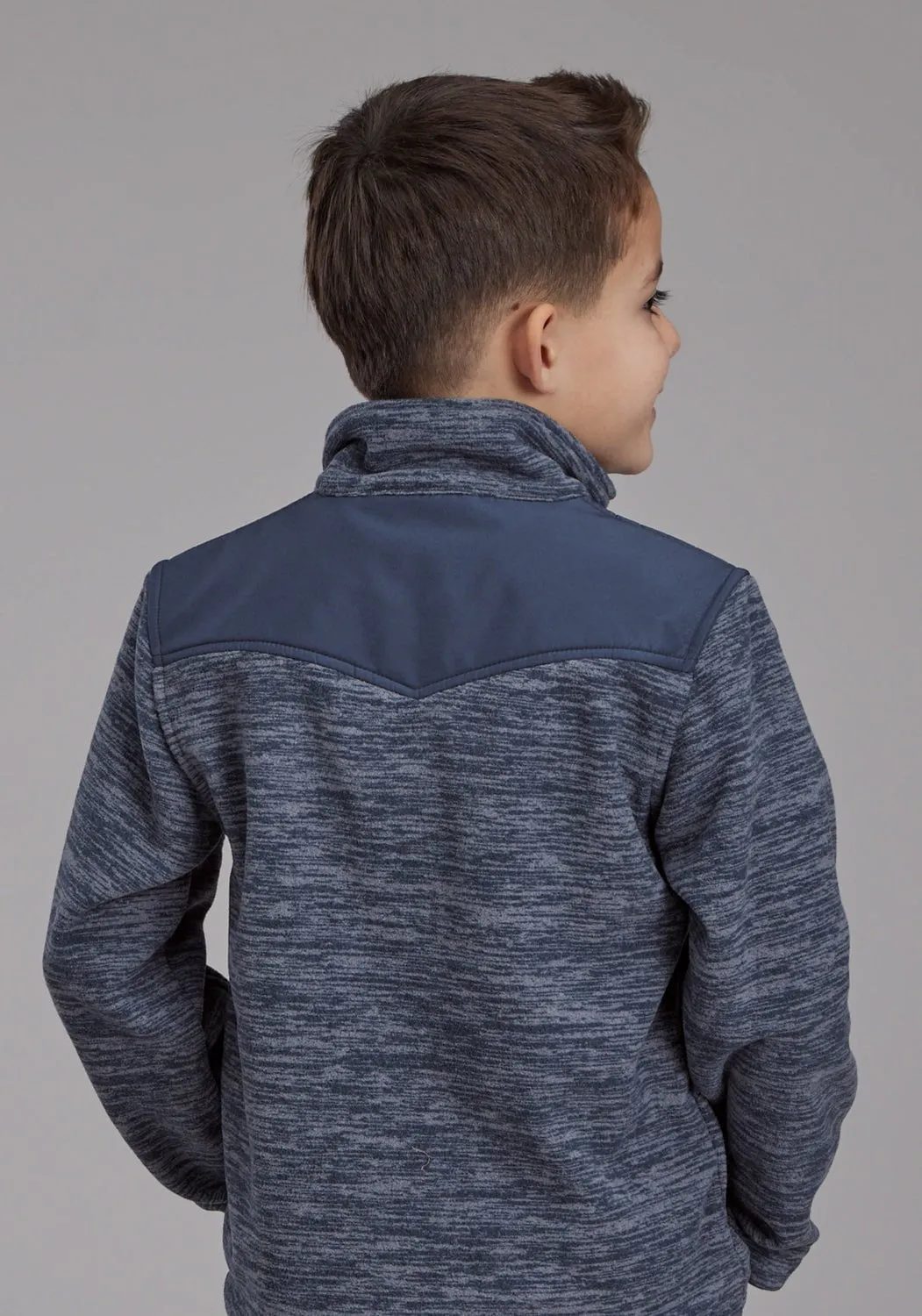 Roper Kids Boys Lightweight Micro Blue/Grey 100% Polyester Fleece Jacket