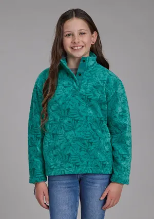 Roper Kids Girls Tropical Print Jade 100% Polyester Fleece Jacket