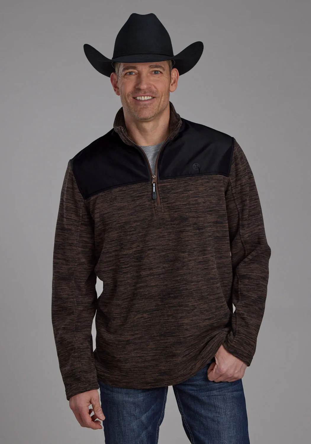 Roper Mens 2253 Heathered Brown 100% Polyester Fleece Jacket