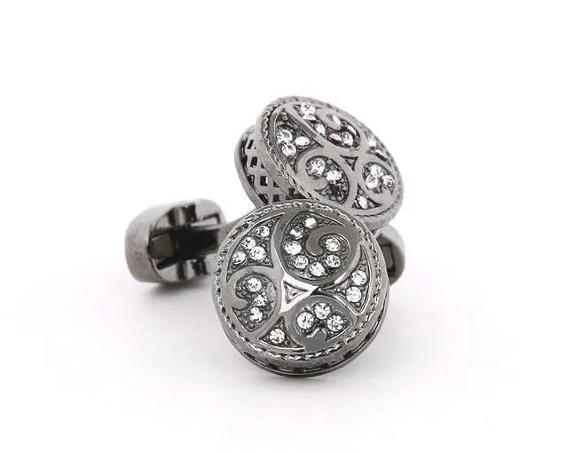 ROUND CRYSTAL CUFFLINKS