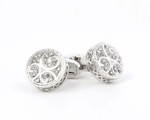 ROUND CRYSTAL CUFFLINKS