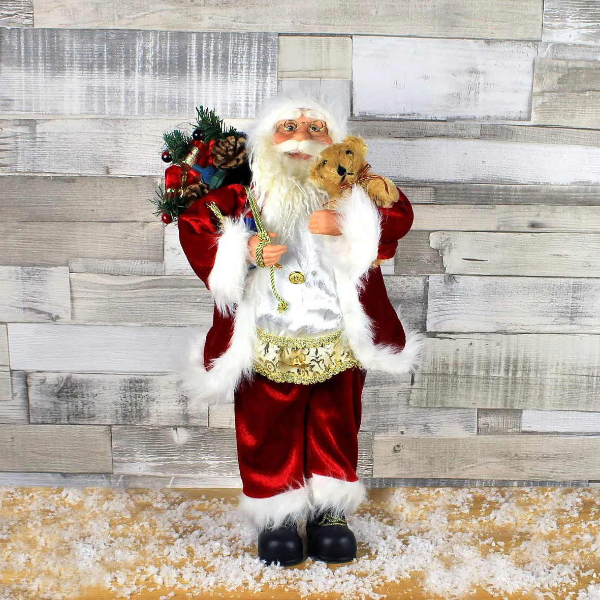 The Christmas Workshop Santa Claus Figure ~ 45cm ~ Indoor ~ Red, White and Green ~ Christmas Decoration ~ 81450