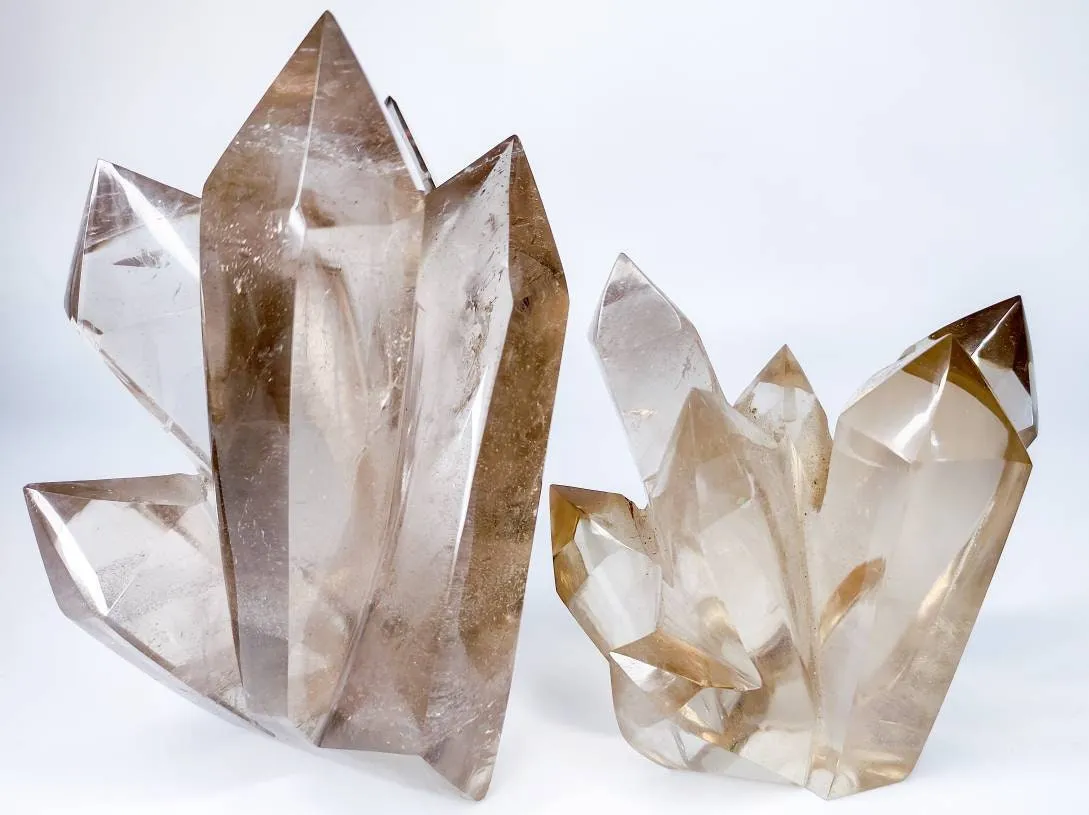 Transparent Smoky Quartz Polished Crystal Clustera