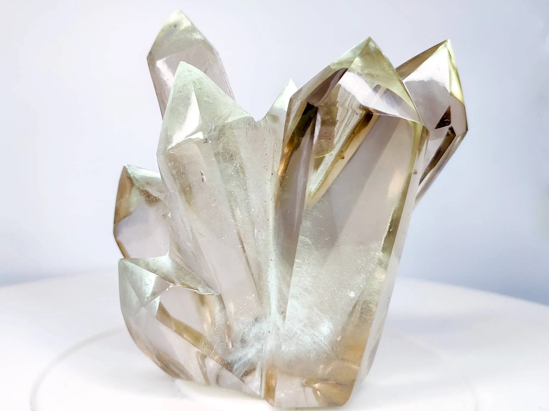 Transparent Smoky Quartz Polished Crystal Clustera