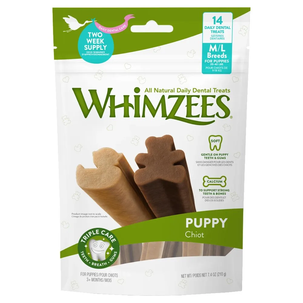 Whimzees Puppy Grain-Free Dental Dog Treats (M/L) 14pc